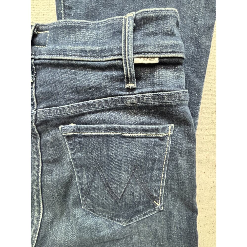 MOTHER The Hustler Ankle Fray Jeans Freebird Dark Wash Stretch Flare Sz 26 $228 - Picture 8 of 11